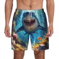 thumbnail image 1 of Lsque Mens Swim Trunks Colorful Underwater Shark Pattern - Bathing Suit Compression Liner - Beach Swim Shorts Swimwear - (S-3XL) - Stretch Quick Dry -Small, 1 of 9