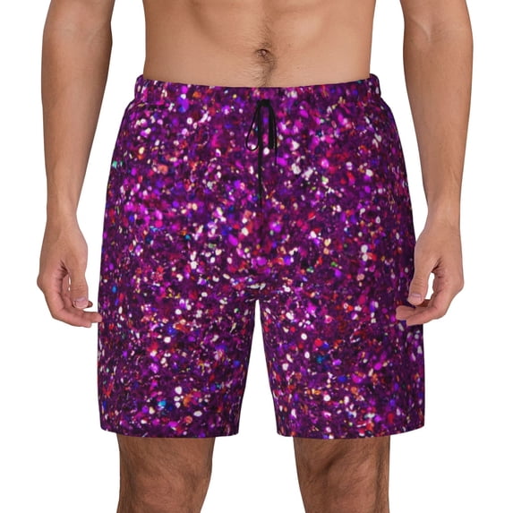 Lsque Mens Swim Trunks Colourful Glitter Pattern - Bathing Suit Compression Liner - Beach Swim Shorts Swimwear - (S-3XL) - Stretch Quick Dry -3X-Large