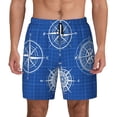 thumbnail image 1 of Lsque Mens Swim Trunks Compass Pattern - Bathing Suit Compression Liner - Beach Swim Shorts Swimwear - (S-3XL) - Stretch Quick Dry -Large, 1 of 9