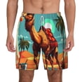 thumbnail image 1 of Lsque Mens Swim Trunks Cool Camel Oasis Vibes Pattern - Bathing Suit Compression Liner - Beach Swim Shorts Swimwear - (S-3XL) - Stretch Quick Dry -Medium, 1 of 9