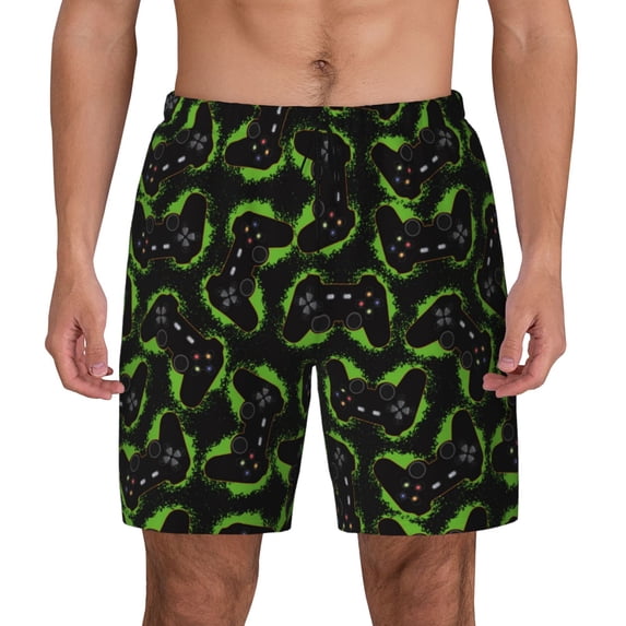 Lsque Mens Swim Trunks Cool Gamepad Pattern - Bathing Suit Compression Liner - Beach Swim Shorts Swimwear - (S-3XL) - Stretch Quick Dry -Small