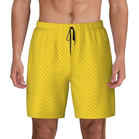 Lsque Mens Swim Trunks Corn 3 Pattern - Bathing Suit Compression Liner - Beach Swim Shorts Swimwear - (S-3XL) - Stretch Quick Dry -Medium