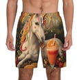 thumbnail image 1 of Lsque Mens Swim Trunks Countryside Fruit White Horse Pattern - Bathing Suit Compression Liner - Beach Swim Shorts Swimwear - (S-3XL) - Stretch Quick Dry -XX-Large, 1 of 9