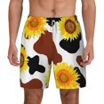 thumbnail image 1 of Lsque Mens Swim Trunks Cow Print Sunflower Pattern - Bathing Suit Compression Liner - Beach Swim Shorts Swimwear - (S-3XL) - Stretch Quick Dry -Medium, 1 of 9