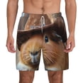 thumbnail image 1 of Lsque Mens Swim Trunks Cowboy Hat Guinea Pig Pattern - Bathing Suit Compression Liner - Beach Swim Shorts Swimwear - (S-3XL) - Stretch Quick Dry -X-Large, 1 of 9
