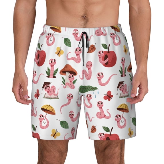 Lsque Mens Swim Trunks Cute Animal Pattern - Bathing Suit Compression Liner - Beach Swim Shorts Swimwear - (S-3XL) - Stretch Quick Dry -Small