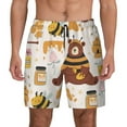 thumbnail image 1 of Lsque Mens Swim Trunks Cute Bee Honey Jar Hive Bear Pattern - Bathing Suit Compression Liner - Beach Swim Shorts Swimwear - (S-3XL) - Stretch Quick Dry -XX-Large, 1 of 9