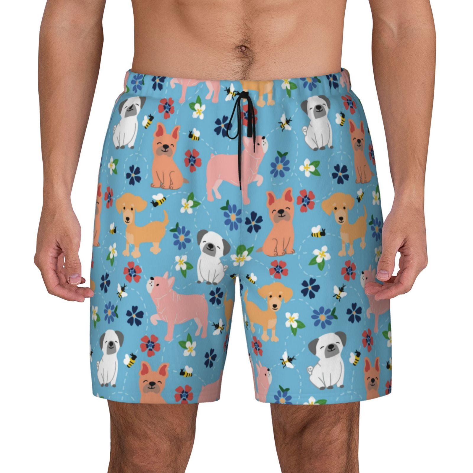 Lsque Mens Swim Trunks Cute Dog Pattern Bathing Suit Compression