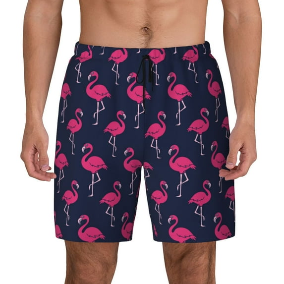 Lsque Mens Swim Trunks Cute Flamingo Pattern - Bathing Suit Compression Liner - Beach Swim Shorts Swimwear - (S-3XL) - Stretch Quick Dry -XX-Large