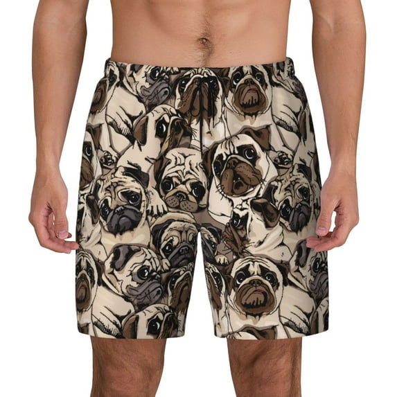 Lsque Mens Swim Trunks Cute French Bulldog Pattern - Bathing Suit Compression Liner - Beach Swim Shorts Swimwear - (S-3XL) - Stretch Quick Dry -Medium