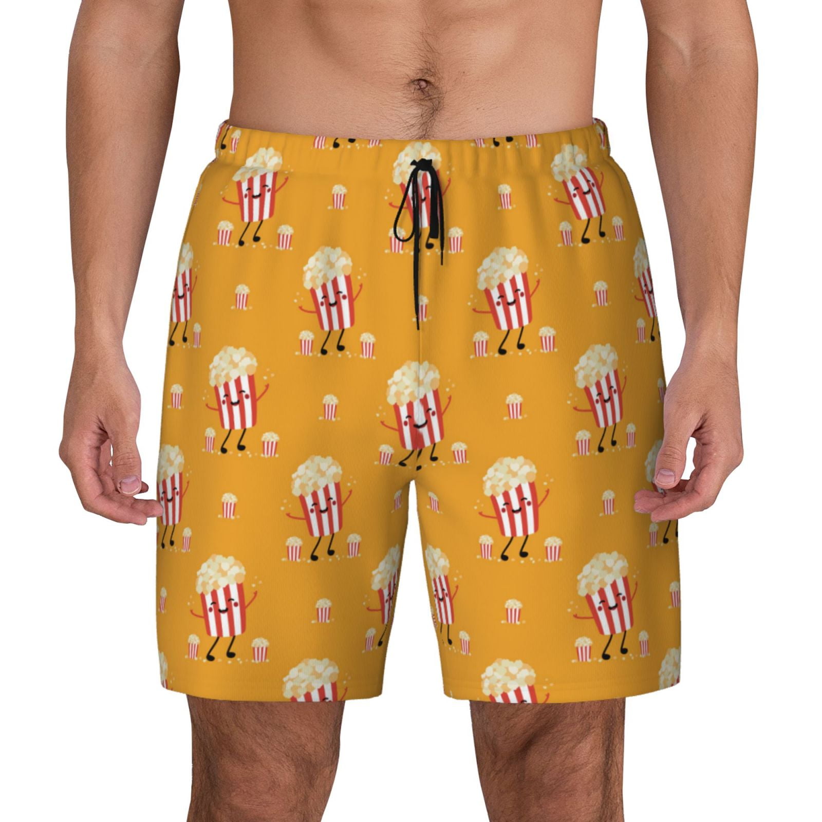 Lsque Mens Swim Trunks Cute Popcorn Pattern Bathing Suit Compression