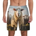 thumbnail image 1 of Lsque Mens Swim Trunks Cute Prairie Sheep Herd Pattern - Bathing Suit Compression Liner - Beach Swim Shorts Swimwear - (S-3XL) - Stretch Quick Dry -X-Large, 1 of 9