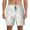 thumbnail image 1 of Lsque Mens Swim Trunks Cute Tennis Rackets Pattern - Bathing Suit Compression Liner - Beach Swim Shorts Swimwear - (S-3XL) - Stretch Quick Dry -XX-Large, 1 of 9
