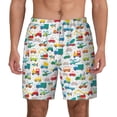 thumbnail image 1 of Lsque Mens Swim Trunks Cute Transport Pattern - Bathing Suit Compression Liner - Beach Swim Shorts Swimwear - (S-3XL) - Stretch Quick Dry -X-Large, 1 of 9