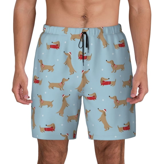 Lsque Mens Swim Trunks Dachshund Dog Pattern - Bathing Suit Compression Liner - Beach Swim Shorts Swimwear - (S-3XL) - Stretch Quick Dry -Large