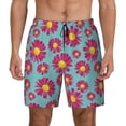thumbnail image 1 of Lsque Mens Swim Trunks Daisies Flowers Pattern - Bathing Suit Compression Liner - Beach Swim Shorts Swimwear - (S-3XL) - Stretch Quick Dry -3X-Large, 1 of 9