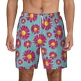 thumbnail image 1 of Lsque Mens Swim Trunks Daisies Flowers Pattern - Bathing Suit Compression Liner - Beach Swim Shorts Swimwear - (S-3XL) - Stretch Quick Dry -Large, 1 of 9