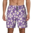 thumbnail image 1 of Lsque Mens Swim Trunks Daisies Flowers Pattern - Bathing Suit Compression Liner - Beach Swim Shorts Swimwear - (S-3XL) - Stretch Quick Dry -X-Large, 1 of 9