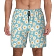thumbnail image 1 of Lsque Mens Swim Trunks Daisy Floral A Pattern - Bathing Suit Compression Liner - Beach Swim Shorts Swimwear - (S-3XL) - Stretch Quick Dry -Small, 1 of 9