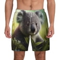 thumbnail image 1 of Lsque Mens Swim Trunks Daisy Koala Pattern - Bathing Suit Compression Liner - Beach Swim Shorts Swimwear - (S-3XL) - Stretch Quick Dry -Large, 1 of 9