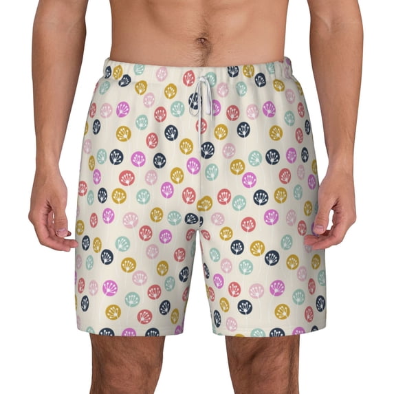 Lsque Mens Swim Trunks Dandelion Floral Pattern - Bathing Suit Compression Liner - Beach Swim Shorts Swimwear - (S-3XL) - Stretch Quick Dry -3X-Large