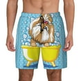 thumbnail image 1 of Lsque Mens Swim Trunks Dog Takes a Bath in the Bathtub Pattern - Bathing Suit Compression Liner - Beach Swim Shorts Swimwear - (S-3XL) - Stretch Quick Dry -Large, 1 of 9