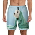 thumbnail image 1 of Lsque Mens Swim Trunks Dog Wrapped in Towel Pattern - Bathing Suit Compression Liner - Beach Swim Shorts Swimwear - (S-3XL) - Stretch Quick Dry -3X-Large, 1 of 9