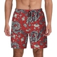 thumbnail image 1 of Lsque Mens Swim Trunks Dragons2 Pattern - Bathing Suit Compression Liner - Beach Swim Shorts Swimwear - (S-3XL) - Stretch Quick Dry -Large, 1 of 9