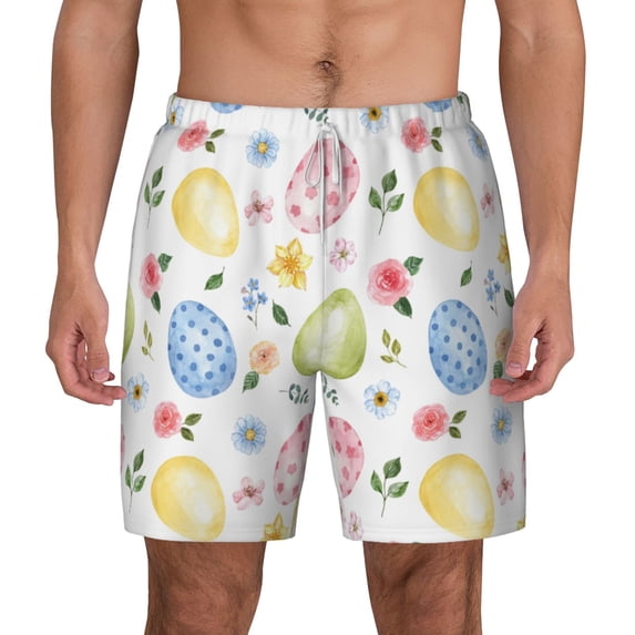 Lsque Mens Swim Trunks Easter Egg3 Pattern - Bathing Suit Compression Liner - Beach Swim Shorts Swimwear - (S-3XL) - Stretch Quick Dry -3X-Large