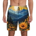 thumbnail image 1 of Lsque Mens Swim Trunks Elegant Sunset Sunflower Pattern - Bathing Suit Compression Liner - Beach Swim Shorts Swimwear - (S-3XL) - Stretch Quick Dry -Medium, 1 of 9