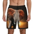 thumbnail image 1 of Lsque Mens Swim Trunks Elephant Sunset in Kenya Pattern - Bathing Suit Compression Liner - Beach Swim Shorts Swimwear - (S-3XL) - Stretch Quick Dry -X-Large, 1 of 9