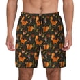 thumbnail image 1 of Lsque Mens Swim Trunks Festive Squirrels Dark Forest Pattern - Bathing Suit Compression Liner - Beach Swim Shorts Swimwear - (S-3XL) - Stretch Quick Dry -Small, 1 of 9