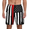 thumbnail image 1 of Lsque Mens Swim Trunks Firefighters USA Flag Pattern - Bathing Suit Compression Liner - Beach Swim Shorts Swimwear - (S-3XL) - Stretch Quick Dry -X-Large, 1 of 9