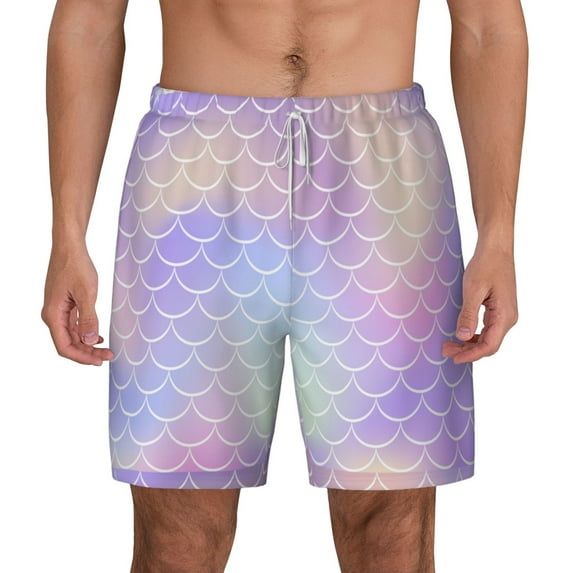 Lsque Mens Swim Trunks Fish Scale1 Pattern - Bathing Suit Compression Liner - Beach Swim Shorts Swimwear - (S-3XL) - Stretch Quick Dry -X-Large