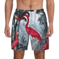 thumbnail image 1 of Lsque Mens Swim Trunks Flamingo On The Jungle Pattern - Bathing Suit Compression Liner - Beach Swim Shorts Swimwear - (S-3XL) - Stretch Quick Dry -X-Large, 1 of 9