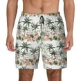 thumbnail image 1 of Lsque Mens Swim Trunks Flamingo Palm Trees Pattern - Bathing Suit Compression Liner - Beach Swim Shorts Swimwear - (S-3XL) - Stretch Quick Dry -, 1 of 9