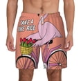 thumbnail image 1 of Lsque Mens Swim Trunks Flamingo Riding a Bicycle Pattern - Bathing Suit Compression Liner - Beach Swim Shorts Swimwear - (S-3XL) - Stretch Quick Dry -X-Large, 1 of 9