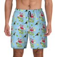 thumbnail image 1 of Lsque Mens Swim Trunks Flamingos And Tropical Plants Pattern - Bathing Suit Compression Liner - Beach Swim Shorts Swimwear - (S-3XL) - Stretch Quick Dry -Medium, 1 of 9