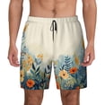 thumbnail image 1 of Lsque Mens Swim Trunks Floral Mountain Landscape Pattern - Bathing Suit Compression Liner - Beach Swim Shorts Swimwear - (S-3XL) - Stretch Quick Dry -Medium, 1 of 9