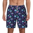 thumbnail image 1 of Lsque Mens Swim Trunks Flower Blue Skull Pattern - Bathing Suit Compression Liner - Beach Swim Shorts Swimwear - (S-3XL) - Stretch Quick Dry -Small, 1 of 9