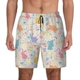 thumbnail image 1 of Lsque Mens Swim Trunks Flower Color Rabbit Pattern - Bathing Suit Compression Liner - Beach Swim Shorts Swimwear - (S-3XL) - Stretch Quick Dry -3X-Large, 1 of 9