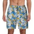 thumbnail image 1 of Lsque Mens Swim Trunks Flower and Sail Boat Pattern - Bathing Suit Compression Liner - Beach Swim Shorts Swimwear - (S-3XL) - Stretch Quick Dry -Small, 1 of 9