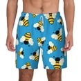 thumbnail image 1 of Lsque Mens Swim Trunks Flying Bees Pattern - Bathing Suit Compression Liner - Beach Swim Shorts Swimwear - (S-3XL) - Stretch Quick Dry -Large, 1 of 9