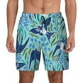 thumbnail image 1 of Lsque Mens Swim Trunks Flying Swallows Pattern - Bathing Suit Compression Liner - Beach Swim Shorts Swimwear - (S-3XL) - Stretch Quick Dry -Large, 1 of 9