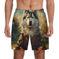 thumbnail image 1 of Lsque Mens Swim Trunks Forest Maple Leaf Husky Pattern - Bathing Suit Compression Liner - Beach Swim Shorts Swimwear - (S-3XL) - Stretch Quick Dry -XX-Large, 1 of 9