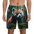 thumbnail image 1 of Lsque Mens Swim Trunks Forest Plant Raccoon Pattern - Bathing Suit Compression Liner - Beach Swim Shorts Swimwear - (S-3XL) - Stretch Quick Dry -Small, 1 of 9