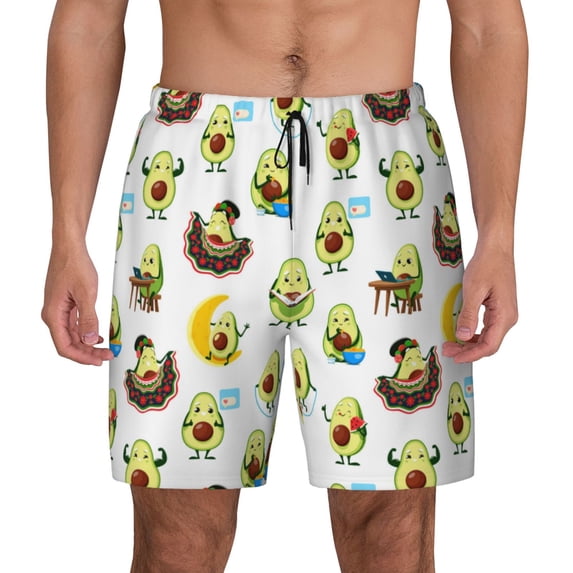 Lsque Mens Swim Trunks Funny Avocado In Mexican Clothes Pattern - Bathing Suit Compression Liner - Beach Swim Shorts Swimwear - (S-3XL) - Stretch Quick Dry -XX-Large
