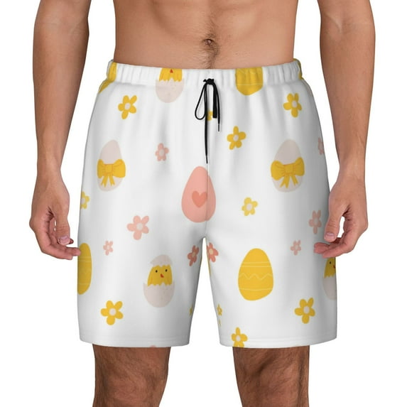 Lsque Mens Swim Trunks Funny Chicken Pattern - Bathing Suit Compression Liner - Beach Swim Shorts Swimwear - (S-3XL) - Stretch Quick Dry -X-Large
