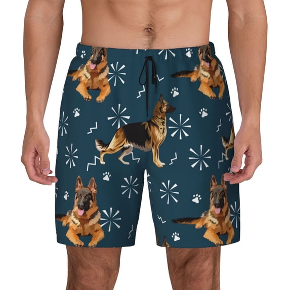 Lsque Mens Swim Trunks German Shepherd Dog Pattern - Bathing Suit Compression Liner - Beach Swim Shorts Swimwear - (S-3XL) - Stretch Quick Dry -3X-Large