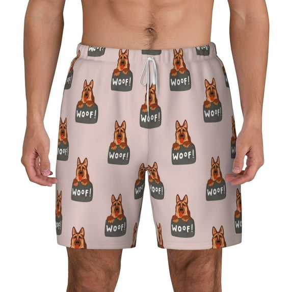 Lsque Mens Swim Trunks German Shepherd Dog Pattern - Bathing Suit Compression Liner - Beach Swim Shorts Swimwear - (S-3XL) - Stretch Quick Dry -3X-Large